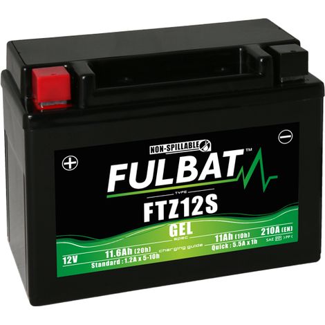 Fulbat – Batterie moto GEL 12V 11.6Ah – 100% étanche – Longue durée de vie – Démarrage à froid 210A – Équivalente YTZ12S