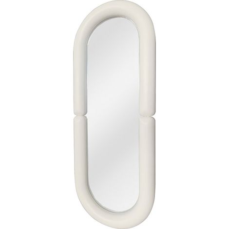 Specchio da parete ovale in legno di paulownia - L. 60 x H. 160 - Crema - SINDRA (1/3)