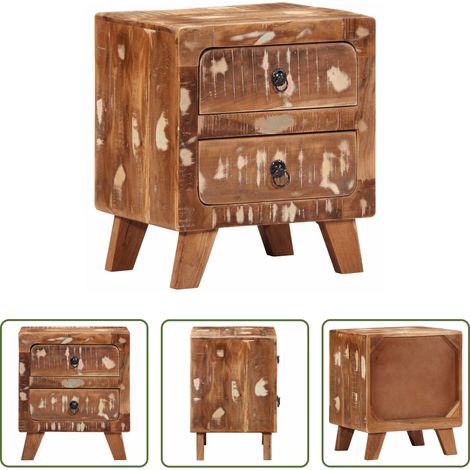vidaXL Bois de teck - Table de chevet 40x32x46 cm bois massif de récupération (1/5)