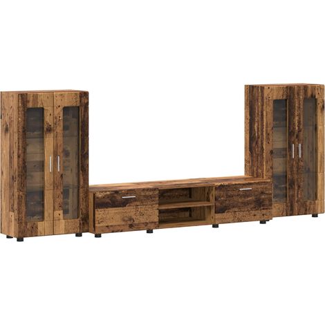 Conjunto de mueble de TV con cajón FLORIN 3 pcs Madera vieja vidaXL