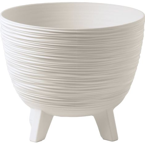 Pot de fleurs, 29 cm, plastique, sur pied, avec insert, blanc (1/5)
