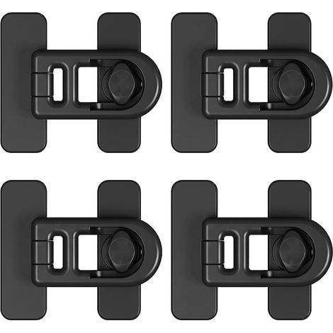 Bloc Porte Sécurité Noir Lot de 4 Cadenas Frigo Adhésif Sans Perçage (1/5)