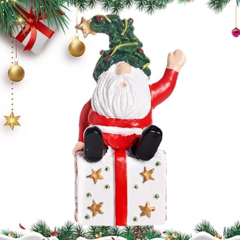 Figurine de lutin de Noël en résine, idéale pour les fêtes de Noël et autres décorations. Dimensions : 7,5 × 7,5 × 14 cm (1/5)