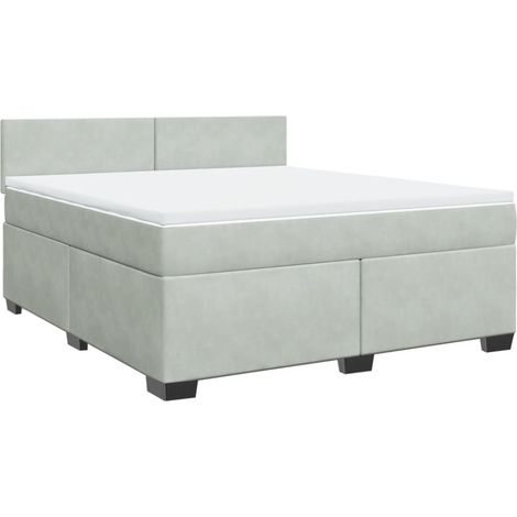 Maison Exclusive - Giroletto a Molle con Materasso Grigio Chiaro 180x200cm Velluto (1/5)