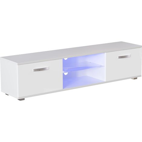 Cosmo LED TV Cabinet Stand 2 Door Modern High Gloss Cabinet Unit, 160cm-White