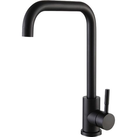 Robinet Cuisine Professionel Noir en Acier Inox 304, avec Bec Haut, Pivotant à 360° (1/5)