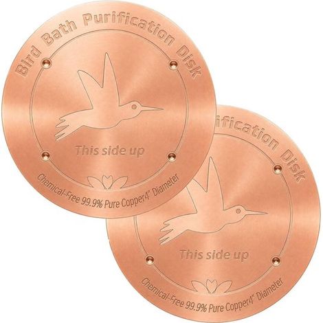 Plateau en cuivre pour bain d'oiseaux - Purification naturelle de l'eau - Décoration en cuivre - Empêche la prolifération d'algues - Lot de 2 - 10 cm (1/3)