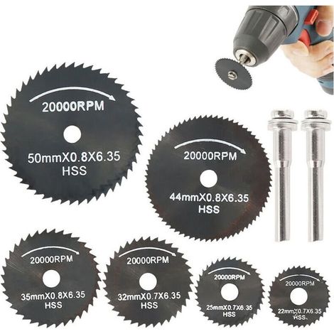Kit 8 lames de scie circulaire pour outil rotatif - Disques de coupe pour métal, bois, plastique - Accessoires complets pour travaux multiples