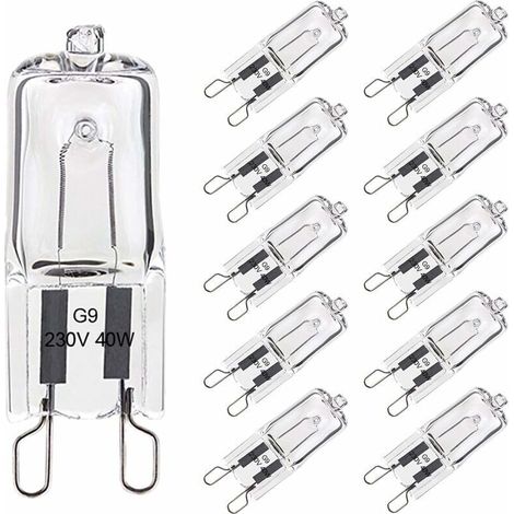 Ampoule G9 40W Pour Four Tolérance de 300°C, Ampoule Halogène G9 Dimmable Blanc Chaud, G9 Ampoules Capsule Filament 480LM 230V Lot de 10 (1/5)