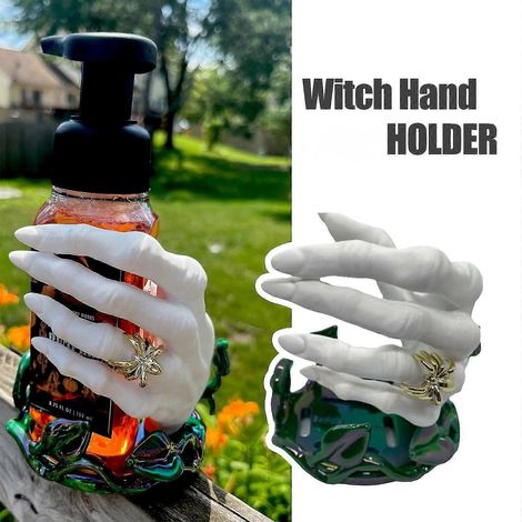 Porte-bouteille créatif en forme de main de sorcière, décoration d'Halloween, support à bière et champagne en résine, ornement de bar ou de bureau. (1/5)