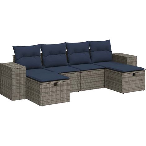 Maison Exclusive - 6-tlg. Garten-Sofagarnitur mit Kissen Grau Pol (1/5)