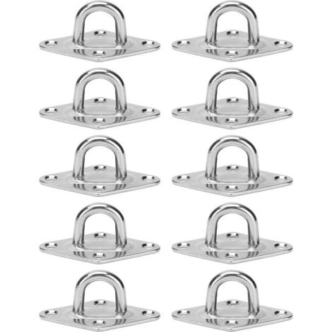10 Pièces Plaques d'Attache Marine en Acier Inoxydable 316, Crochets Robustes pour Hamac, Boucles Fixes Diamètre 5mm (1/5)