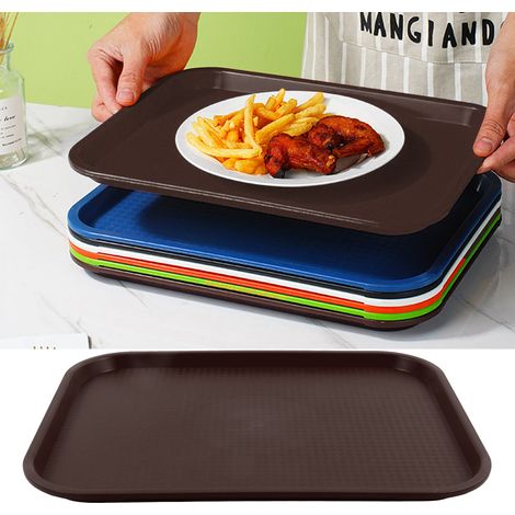 Großes, rechteckiges Tablett aus bruchfestem, dickem und rutschfestem Polypropylen, ideal für chinesische Schnellimbisse, Kantinen, Restaurants und Cateringbetriebe. Farbe: Kaffeebraun. (1/5)