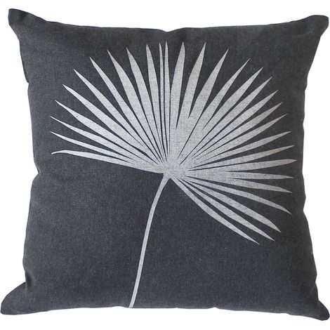 Coussin carré feuille de palmier Gris Foncé 40x40 cm (1/2)