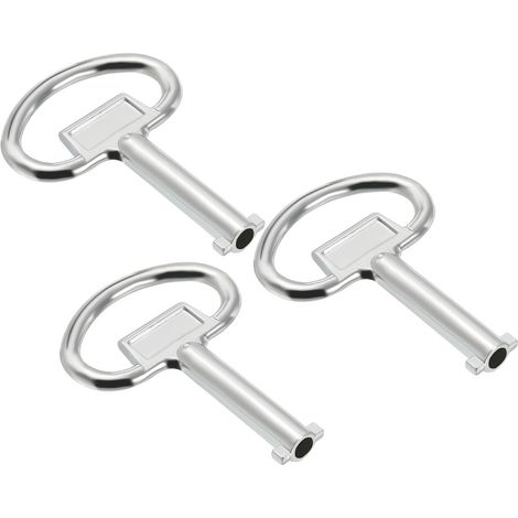 13.5x5mm Douille Clé Clé-molette, 3 Paquet Électrique Armoire Gaz Eau Compteur Clé pour Ascenseur Ascenseur Porte Panneau Verrouillage, Argent (1/5)