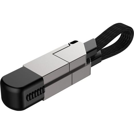 Portachiavi caricabatterie USB-C iOS PD 60W 6 in 1, cavo di ricarica rapida, magnetico, pieghevole e portatile, per il trasferimento dati in viaggio, compatibile con tutti gli smartphone, tablet e bat (1/4)