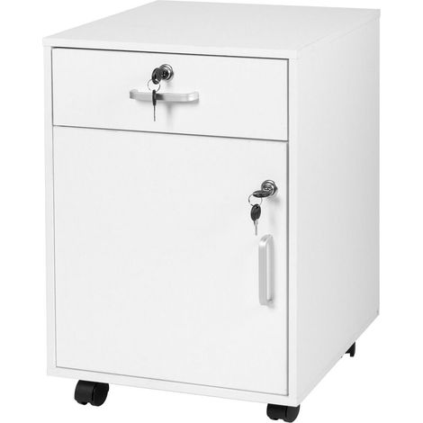 Pedestal de escritorio móvil con cerradura, cajón y compartimento (1/5)