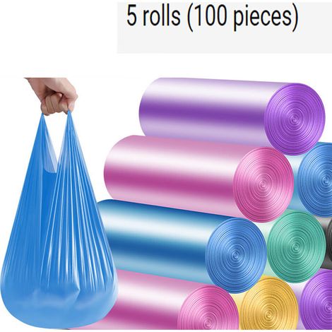 Rolls of 100 Pieces (Multicolor, 45 x 60 cm) [Extra Thick] [Leak Proof] Trash Bags for Home Office Trash Can, Trash Bags, Garbage Bags, Portable Trash Bag for Home Kitchen. (1/5)