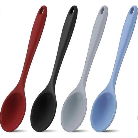 Lot de 4 grandes cuillères à mélanger en silicone résistant à la chaleur, cuillères de cuisson antiadhésives (1/5)