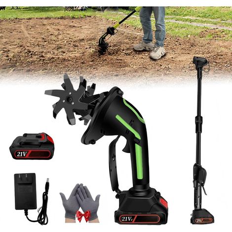 Motobineuse Sans Fil 20V (2-en-1) avec Manche Télescopique - Cultivateur Électrique Ultra-Léger pour Jardin, Potager et Désherbage - 1 Batterie Incluse