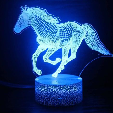 Veilleuse cheval - 3D cheval Lampe Changeante de 16 Couleurs avec Télécommande