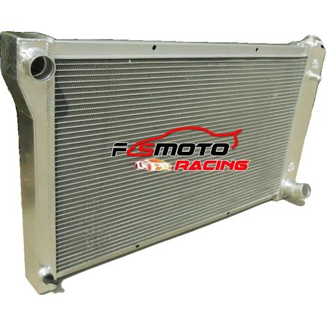 Radiador de aluminio, tamaño del núcleo 28" x 16" x 1.65", tamaño total 33" x 19" x 6.5", entrada de 40 mm, salida de 45 mm, compatible con Chevy C10 C/K C20 C30 (1967-1972) (1/4)
