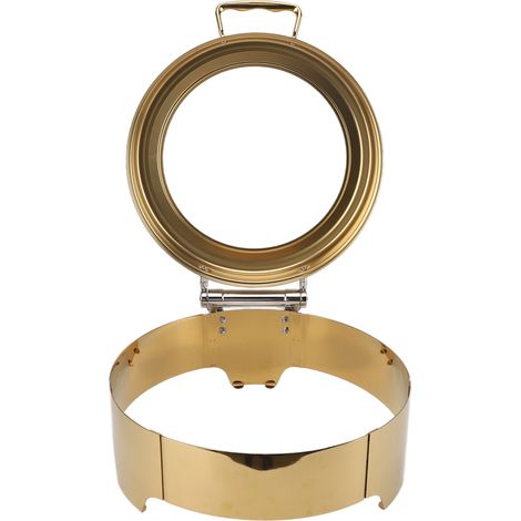 Chafing dish rond avec couvercle en verre transparent 6L 300W, contrôle de température constant, ensemble buffet pour fêtes et événements, prise UE 220-240V, plaqué or (1/5)