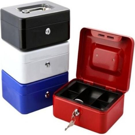 TrAdE Shop Traesio - Cassetta Di Sicurezza In Ferro Porta Valori Portamonete Cassetto 125x95x60 Mm -