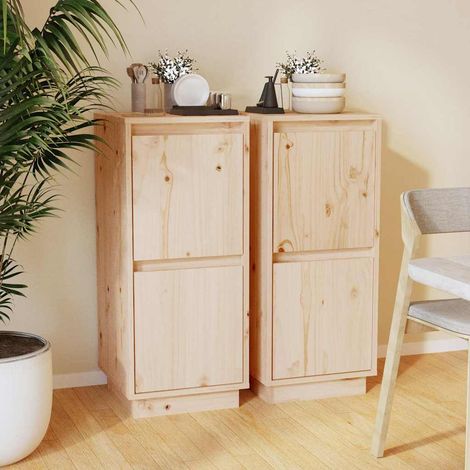 Aparador 2 uds madera maciza de pino 31,5x34x75 cm (1/4)