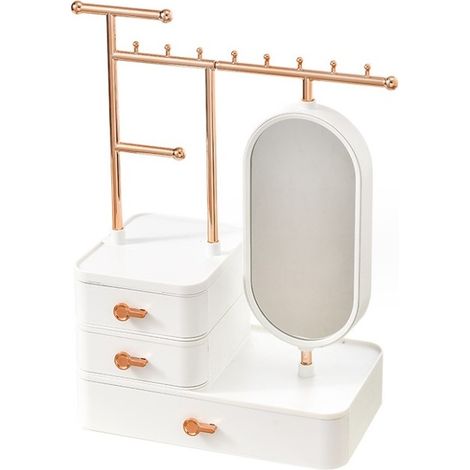 Organizzatore di gioielli, mobiletto con specchio, cassetti, scatola, baule (1/5)