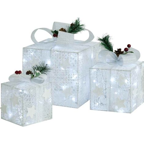 Boîtes-cadeaux de Noël décoratives 3 pcs Extérieur Intérieur