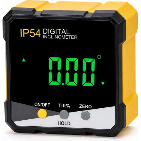 Inclinomètre Numérique IP54 Écran LCD pour Mesure 58 mm Jaune (1/5)