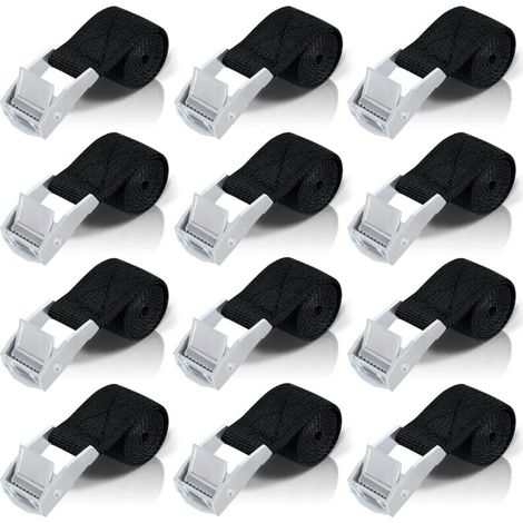 Cinghia di fissaggio da 50 cm, 12 cinghie a cricchetto con fibbia di serraggio in lega di zinco per fissare portapacchi per moto/auto/biciclette/bagagli/traslochi, potenza di trazione