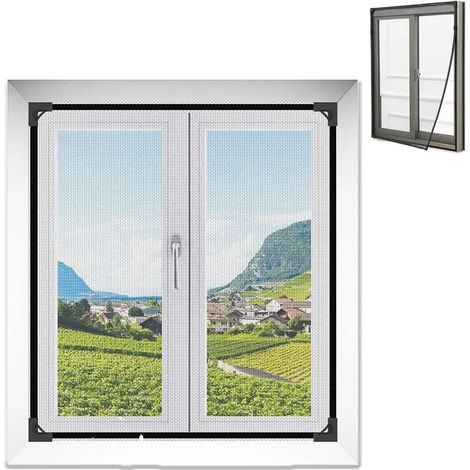 Fliegengitter Fenster Magnet,fenster-fliegengitter mit innovativer magnetbefestigung,Max Größe 50 x 80cm,DIY Insektenschutz Magnetisches Fenstergitter, kein Bohren,Einfache Installation (1/5)