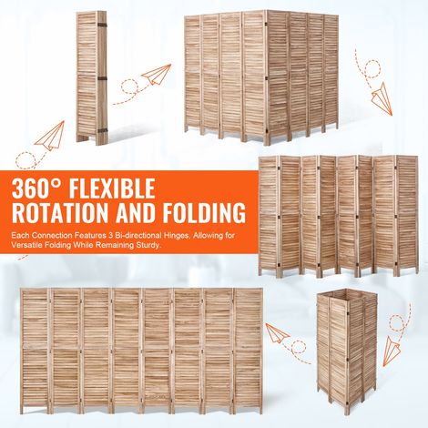 Cloison de Séparation en Bois Séparateur de Pièce Pliable à 8 (1/5)