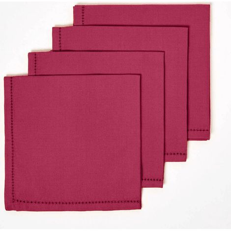 HOMESCAPES Lot de 4 serviettes de table en coton, Prune