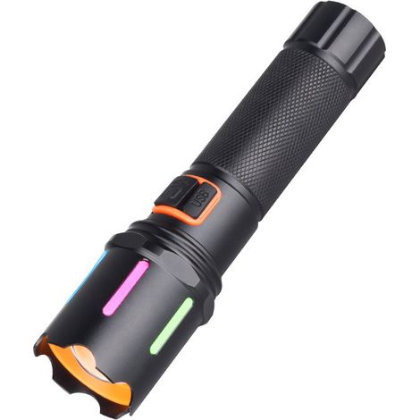 Lampe torche noire haute intensité, idéale pour les patrouilles, le camping et l'éclairage extérieur lampe torche lase (1/5)