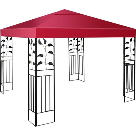 COSTWAY Copertura per Gazebo, Tetto Ricambio per Gazebo, Tetto del Padiglione 3x3 m (Vino Rosso) (1/5)