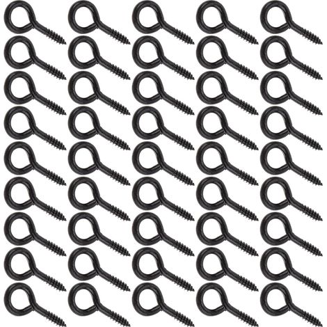 COLLBATH 50 Ganchos de Tornillo Negros Hierro Resistentes y (1/5)
