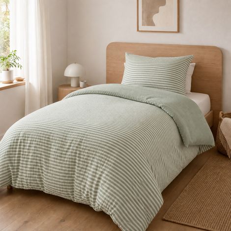 Housse de couette réversible 140 x 200 cm gaze de coton Livia Eucalyptus (1/4)