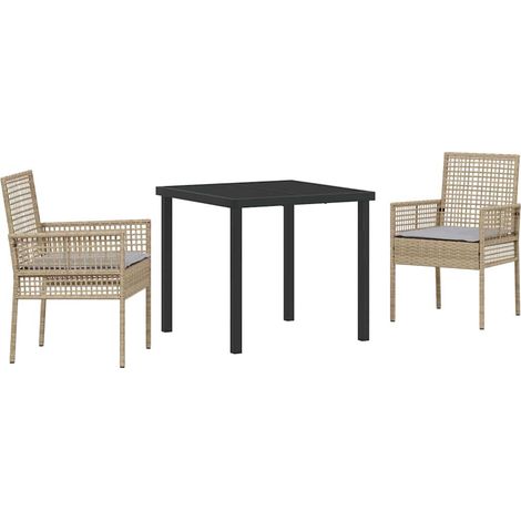 Ensemble de salle à manger pour jardin 3 pcs,Salon de jardin Beige Poly rotin CFW28331 (1/5)