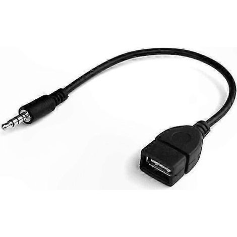 Câble adaptateur jack audio stéréo 3,5 mm vers USB, compatible avec les autoradios et les lecteurs MP3. (1/4)
