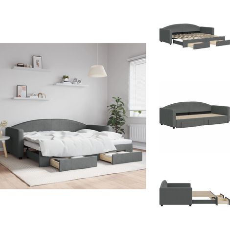 Lit de jour avec gigogne et tiroirs sans matelas 90x200 cm - Canapé Lit - Lit Gigogne - Meuble Multifonctionnel - Lit D'appoint - Rangements Intégrés (1/5)