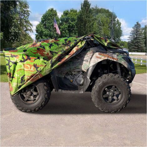 Bâche pour voiture et ATV 210D étanche – Protection UV et intempéries – Dimensions 210×120×115 cm – Camouflage durable (1/5)
