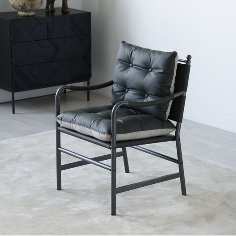Poltrona moderna in pelle PU nera 59,9x62x89,7 cm per soggiorno e ufficio FloraGrace (1/5)