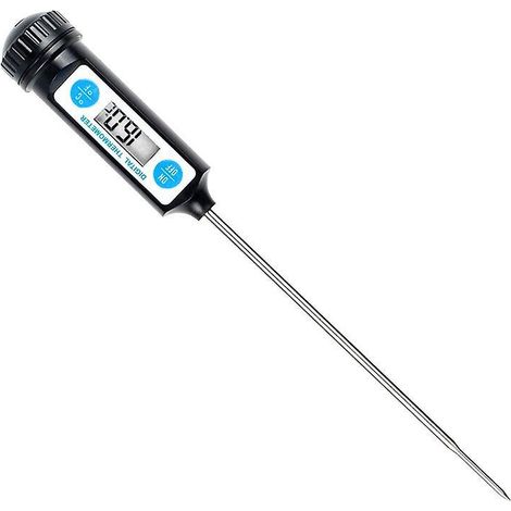 Schwarzes digitales Küchenthermometer mit langer Sonde und LCD-Display für Lebensmittel, Fleisch, Öl und Milch (1/5)