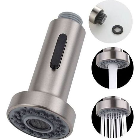 Cabezal rociador de repuesto de 2 modos para grifo de cocina, para grifo mezclador retráctil, G1/2", cepillo (1/4)