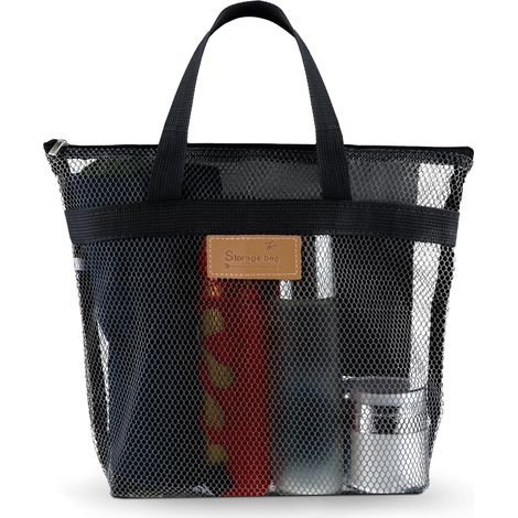 Sac de douche en maille, grande capacité, sac de plage, organisateur de bain, sac de douche de voyage pour voyage, gym, natation, plage (1/5)