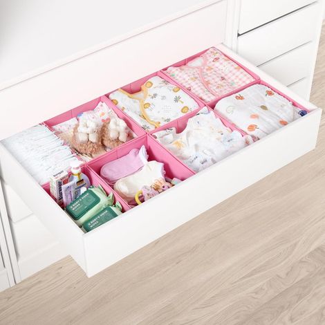 8er Set Schubladen Organizer für PAX Kleiderschrank 100x58 cm, faltbar, Rosa (1/5)