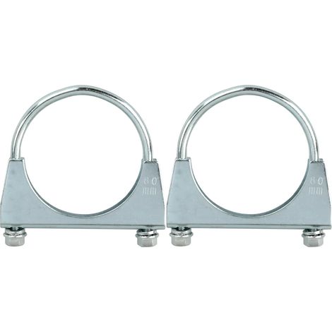 Collier Echappement 2 Pièces, Collier de Pot Universel Réglable Bride de Serrage Silencieux Clip d'Échappement en U pour Réparation Système d'Échappement Voiture (1/5)